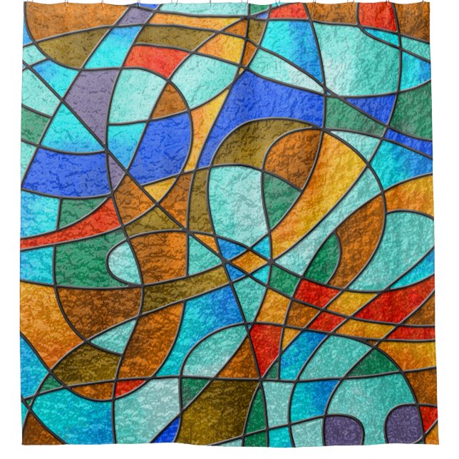 Stained glass: abstract colourful sketch. (Front)