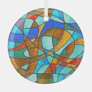 Stained glass: abstract colourful sketch. glass ornament