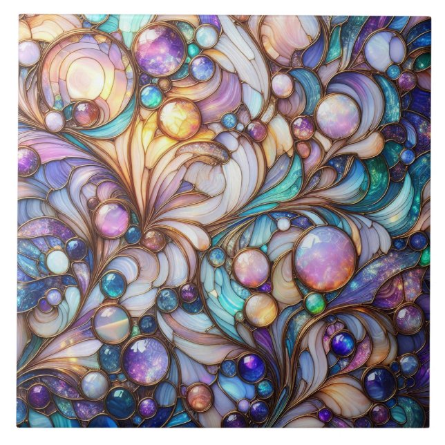 Stained glass abstract colourful tile (Front)