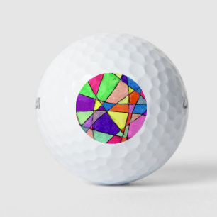 "Stained Glass" Abstract Custom Wilson Golf Balls