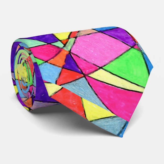"Stained Glass" Abstract Design Tie (Rolled)