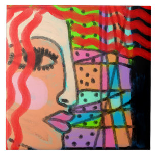 Stained Glass Abstract Digital Painting Tile