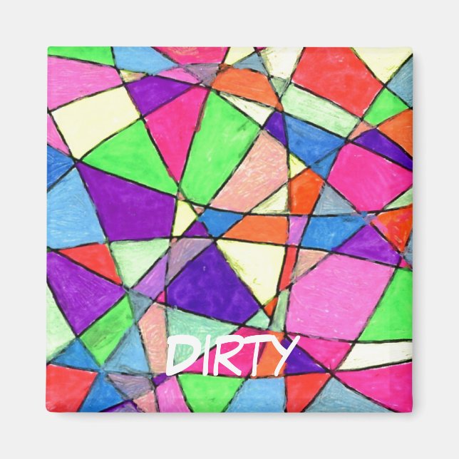 "Stained Glass" Abstract Dishwasher Status Magnet (Front)