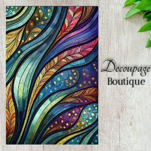 Stained Glass Abstract Feathers Decoupage Tissue Paper