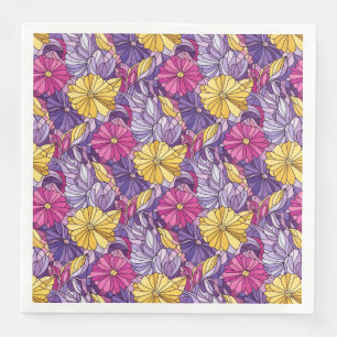 Stained Glass Abstract Purple Yellow Pink Napkin