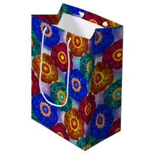 Stained Glass Abstract Red Green Blue Orange Medium Gift Bag
