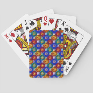 Stained Glass Abstract Red Green Blue Orange Playing Cards