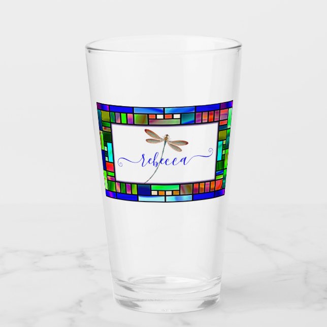 Stained glass and dragonfly personalized  (Front)