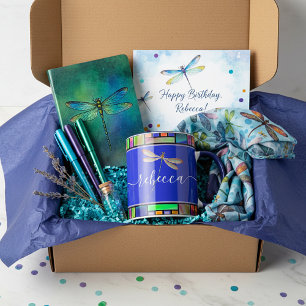 Stained glass and dragonfly personalized mug