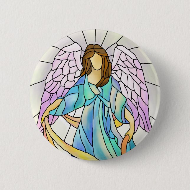 Stained Glass Angel 2 Inch Round Button (Front)
