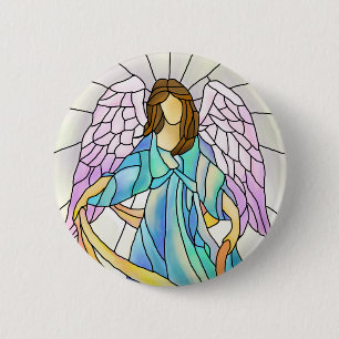 Stained Glass Angel 2 Inch Round Button