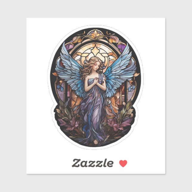Stained Glass Angel Custom-Cut Vinyl Sticker (Sheet)
