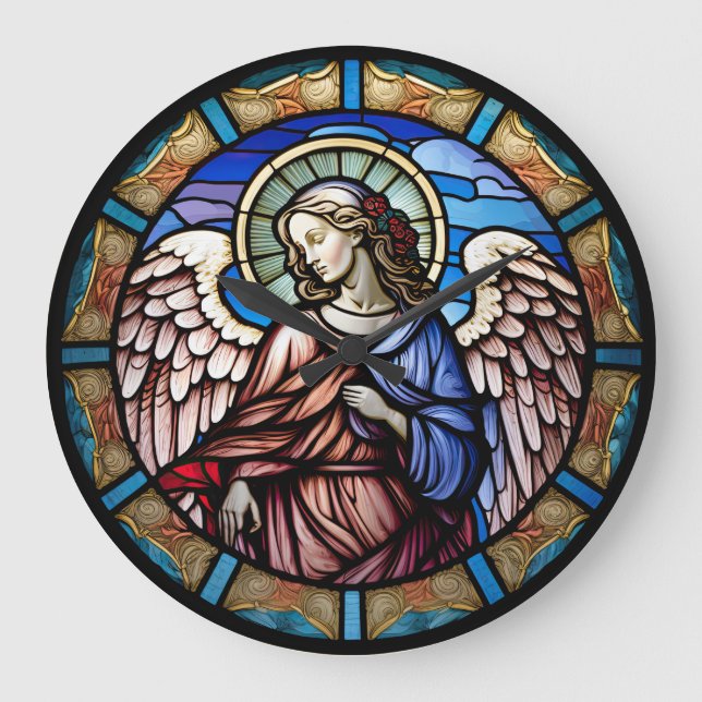 Stained Glass Angel Design Clock (Front)