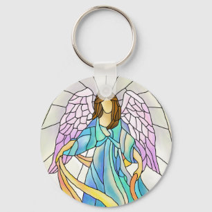 Stained Glass Angel Keychain