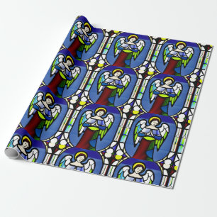 Stained glass angel, wrapping paper