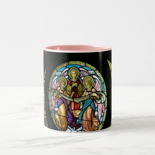 Stained Glass Angels--Mug Two-Tone Coffee Mug (Center)