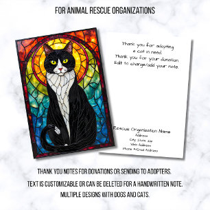 Stained Glass Animal Rescue Organization Cat Flat Thank You Card