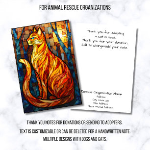 Stained Glass Animal Rescue Organization OrangeCat Thank You Card