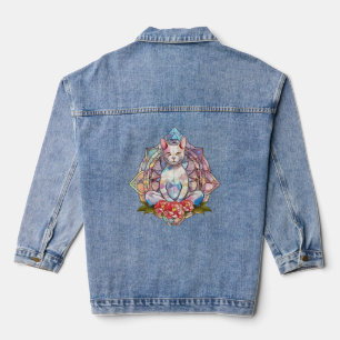 Stained Glass Animal Yoga, Yoga Animal Gift, Yoga Denim Jacket