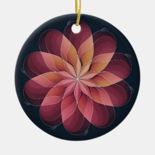 Stained Glass Art, Abstract Flower Stained Glass Ceramic Ornament