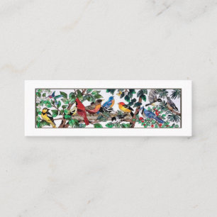Stained Glass Art Beautiful Blossoms & Birds Mini Business Card