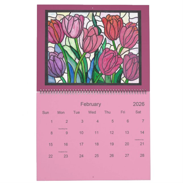 Stained Glass Art Calendar (Feb 2026)