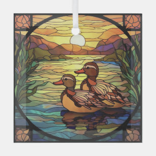 Stained Glass Art, Cute Goose Stained Glass Style  Ornament