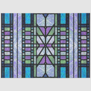 Stained Glass Art Deco in Blue and Purple Tissue Paper