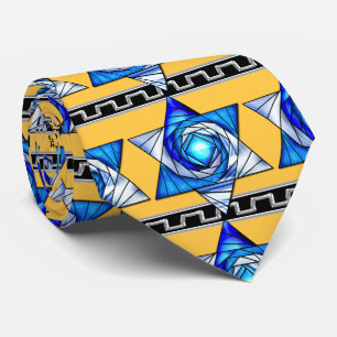 Stained Glass Art Deco Magen David v2 Tie