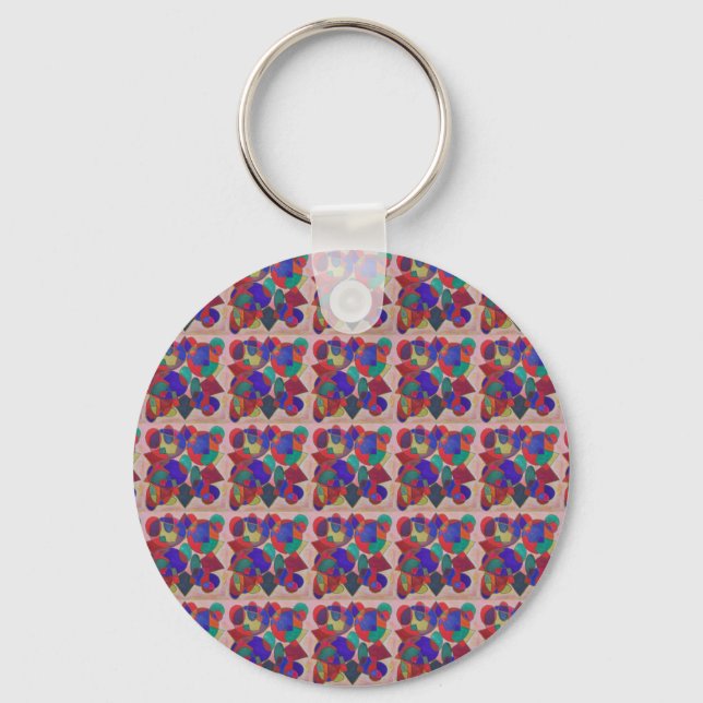 Stained glass art design multi coloured real paint keychain (Front)