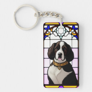 Stained Glass Art Featuring a Dog Portrait Keychain
