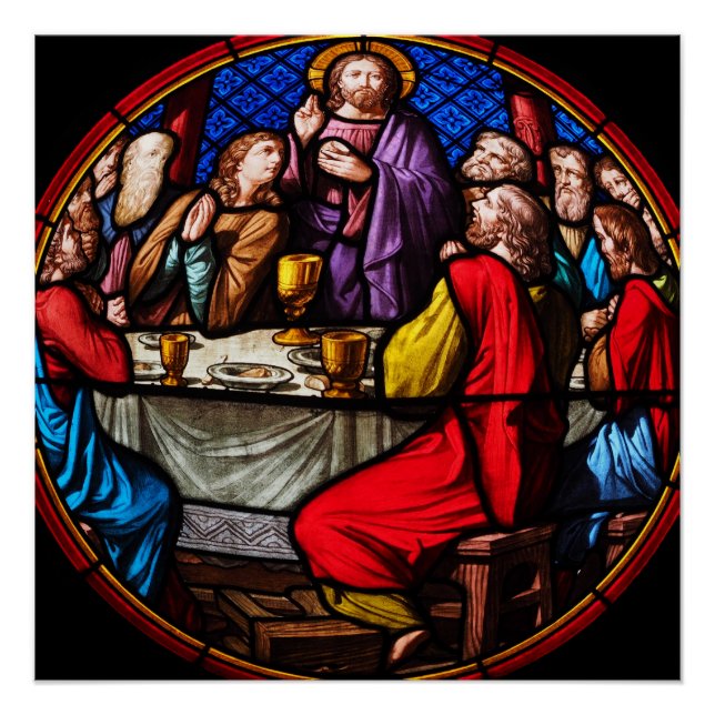 Stained Glass art Last Supper Poster (Front)