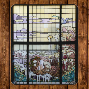 Stained Glass Art Nouveau Sea Scene Mouse Pad