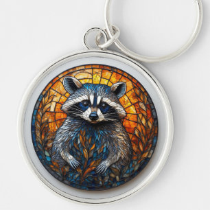 Stained Glass Art of Raccoon Keychain