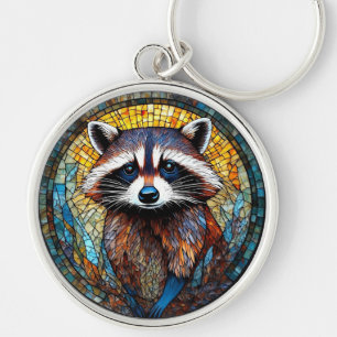 Stained Glass Art of Raccoon Keychain