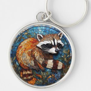 Stained Glass Art of Raccoon Keychain