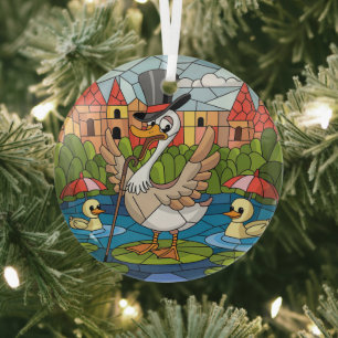 Stained Glass Art, Silly Goose Stained Glass Ceram Ornament