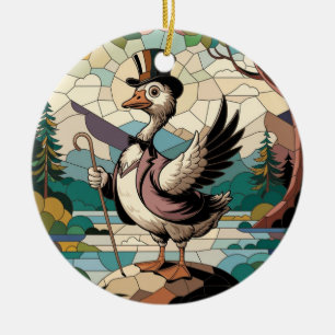 Stained Glass Art, Silly Goose Stained Glass Ceramic Ornament