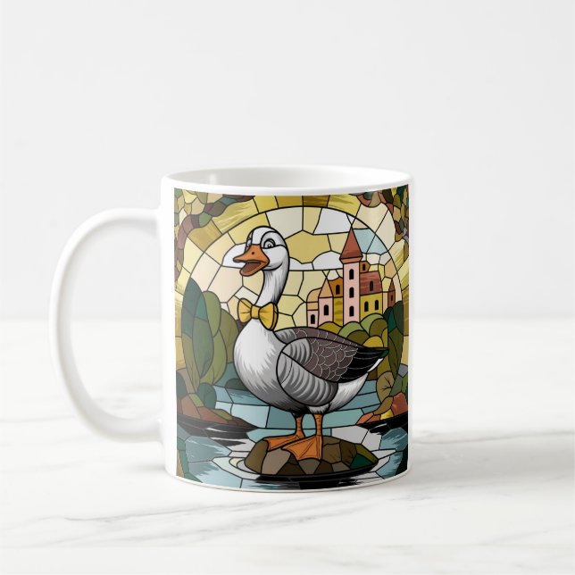 Stained Glass Art, Silly Goose Stained Glass  Coffee Mug (Left)