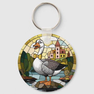 Stained Glass Art, Silly Goose Stained Glass  Keychain
