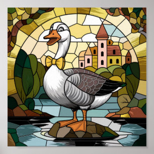 Stained Glass Art, Silly Goose Stained Glass  Poster