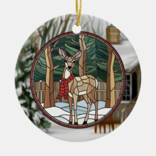 Stained Glass Art, Stained Glass Style Deer Art Ceramic Ornament