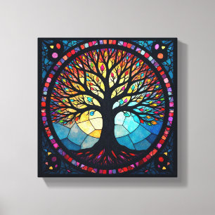 Stained Glass Art, Tree of Life Stained Glass Canvas Print