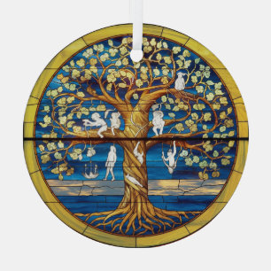  Stained Glass Art, Tree of Life Stained Glass Ornament