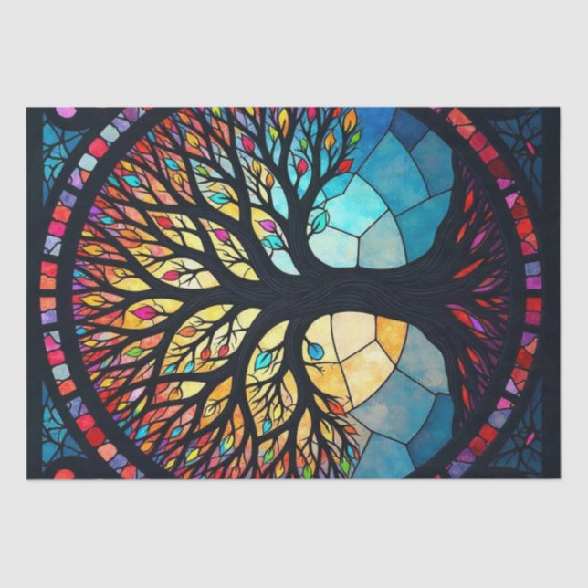 Stained Glass Art, Tree of Life Stained Glass  Tissue Paper (Front)