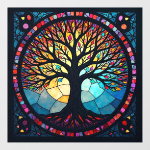 Stained Glass Art, Tree of Life Stained Glass  Window Cling