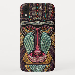 Stained glass baboon animal mosaic african art iPhone XR case