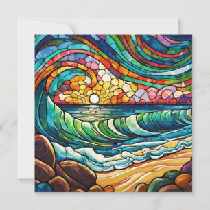 Stained glass beach and sunset