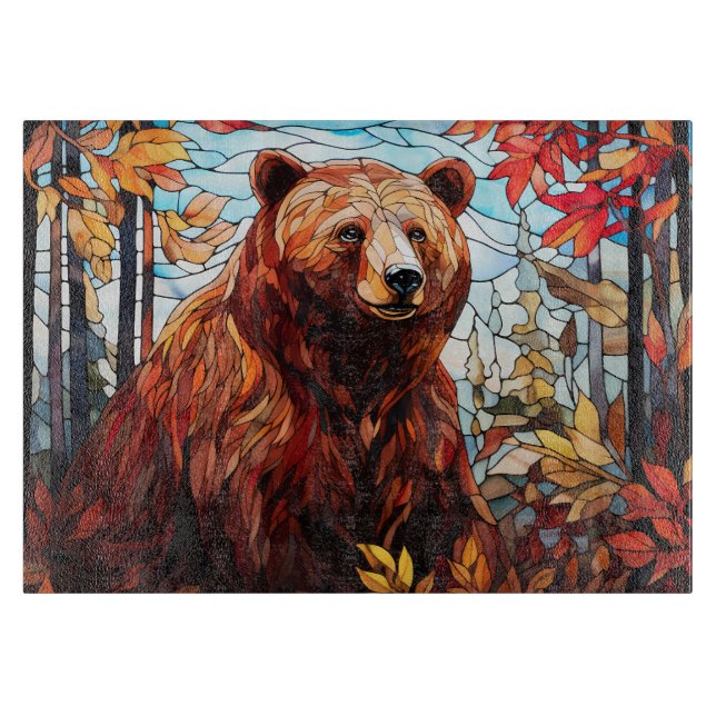 Stained Glass Bear  Cutting Board (Front)
