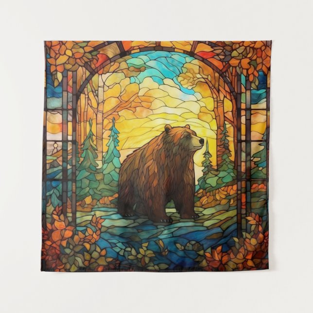 Stained Glass Bear Tapestry (Front)